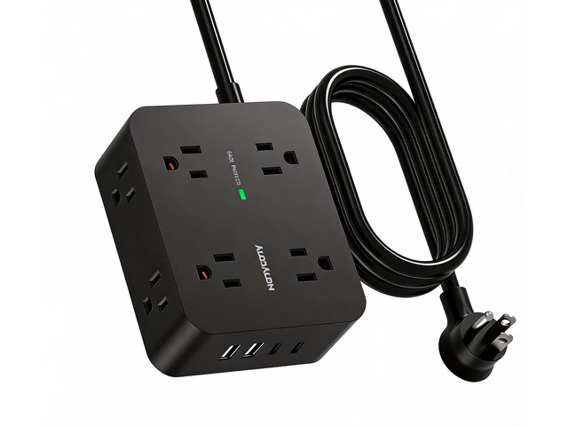 Power Strip Surge Protector, Extension Cord with 8 Widely Spaced AC Outlets 4 USB Ports (2 USB C), 5 Ft Heavy Duty Round Power Cord, 1080 Joules,...