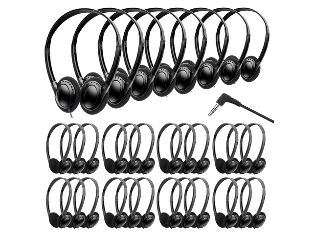 Bulk Headphones 50 Pack for Classroom School Kids, Wholesale Wired Adjustable On Ear Headset Class Set for Students Schools Libraries Museums...