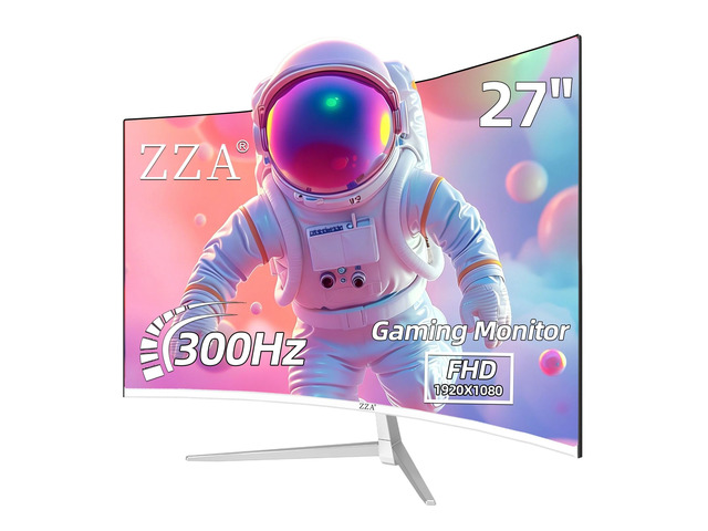 27 inch White Gaming Monitor,240-300Hz Curved Monitor,Full HD 1080P Computer Monitor,Eye-Care Display with HDMI,DP,FreeSync,Wall Mountable for...