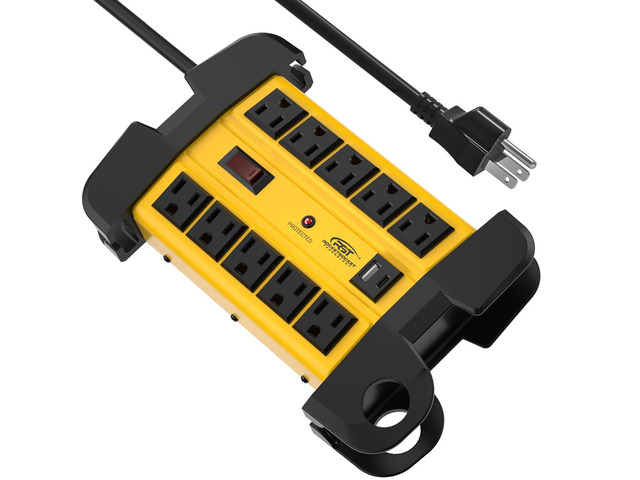 10-Outlet Heavy Duty Power Strip with USB-C, 6FT Cord, ETL Listed Metal Surge Protector Power Strip with 2800J,15A Circuit Breaker, Wall Mount,...
