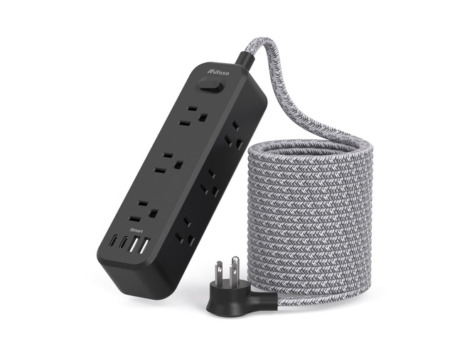 Extension Cord with Multiple Outlets 15FT, 13-in-1 Long Power Strip 9 AC & 4 USB Ports (2 USB C), Surge Protector with 900J, 3-Sided Desktop...