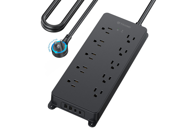 Power Strip Surge Protector with 360° Rotating Flat Plug, 15ft, 4000J ETL Listed, 10 Widely Spaced Outlets, 2 USB A and 2 USB C, Wall Mountable,...