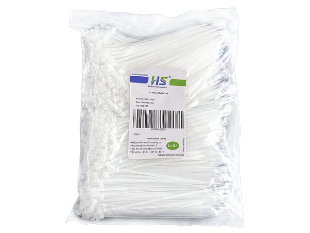 Clear Zip Ties 6 Inch Small (Bulk 1000 Pack) 18 LBS Self Locking Zip Ties White Nylon Ties Thin,Strong and Durable