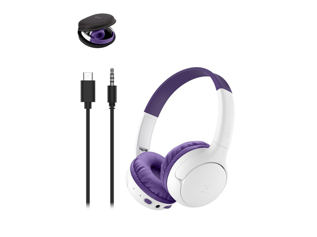 SoundForm Mini 2 Bluetooth Kids Headphones, On Ear, 55H Battery Life Toddler headphones, 85dB Volume Limit, Built-in Mic, Wired Connection Option,...