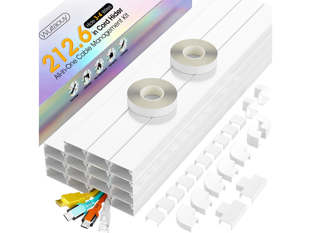 212.6in Cord Hider Kit, Cord Covers for 3-4 Wires on Wall, Cable Hider Wire Covers for Cords on Wall, Paintable Cord Hider for Walls Mount Tv,...