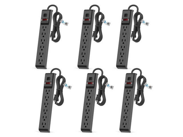 6 Outlet Power Strip Surge Protector, 2 FT Extension Cord with Overload Protection, Wall Mountable for Home and Office, 600J, 15A/1875W, ETL...