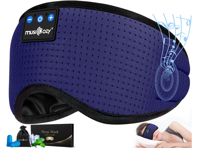 Sleep Headphones Bluetooth 5.4 Sleep Mask with HD Sound Breathable Flat Design with Cooling Lining, Washable Headband, 14 Hours Playtime for Travel...