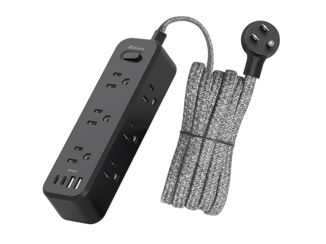 20FT Long Extension Cord with Surge Protector, 13-in-1 Power Strip with 9 Wide Spaced Outlets and 4 USB Ports, Flat Plug Wall Mount Charging...