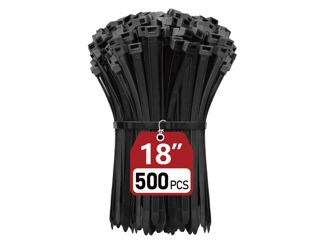 Zip Ties Heavy Duty 18 inch (500 Pack), Heavy Duty Cable Ties with 120 lb Tensile Strength for Outdoor Use, Black Wire Ties