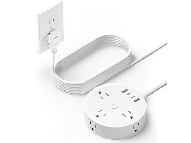 15FT 2 Prong Power Strip, 2 Prong to 3 Prong Outlet Adapter 180° Rotating Plug, 6 Outlets 4 USB(2 USB C), Wall Mount, Ideal for Non-Grounded Outlets
