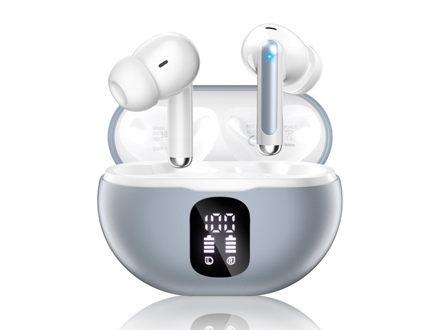 Wireless Earbuds, Bluetooth 5.4 Ear Buds Bass Stereo, Headphones with Noise Cancelling Mic, LED Display in Ear Earphones Clear Calls, IP7...