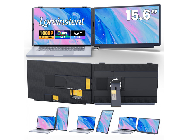 15.6' Laptop Screen Extender, FHD 1080 IPS Detachable Dual Screen Monitor fit for13-17.3' Laptop, One Cable Portable Plug & Play Travel Monitor...