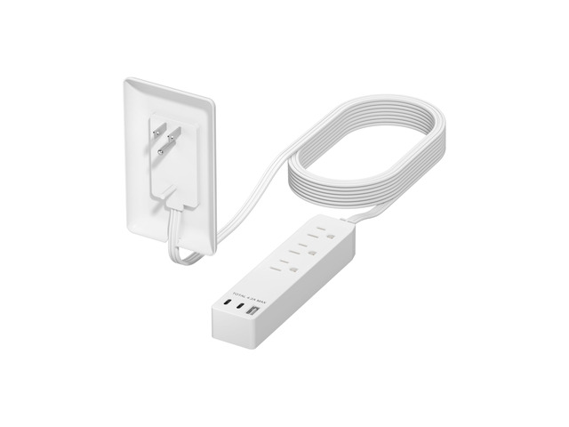 Outlet Extender with 3 Receptacles, 21W USB-A & 2 USB-C, Flat-Face ETL Listed, 8ft Cord, 1625W, Matte White, 3-Outlet Power Strip, Wall Plate Plug...