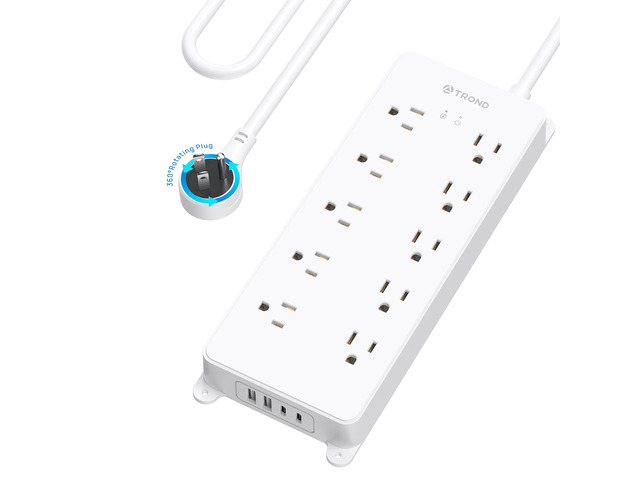 360° Rotating Plug Power Strip 10ft, 4000J, ETL Listed Surge Protector with 2 USB A and 2 USB C, 10 Widely Spaced Outlets, Wall Mountable, for Home...