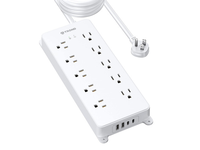 Surge Protector Power Strip, Flat Plug 15ft, 4000J, ETL Listed 10 Widely Spaced AC Outlets, 2 USB A & 2 USB C Ports, Wall Mountable, for Home...