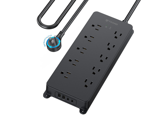Surge Protector Power Strip 10ft, 360° Rotating Flat Plug, 4000J ETL Listed, 10 Widely Spaced Outlets, 2 USB A and 2 USB C, Wall Mountable, for...