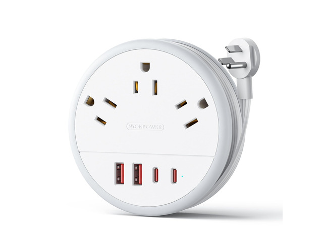 Travel Power Strip 20W, Travel Essentials, Cruise Essentials 2026 3 Outlets 4 USB Ports(2 USB C), 4FT Wrapped Around Extension Cord for Travel...