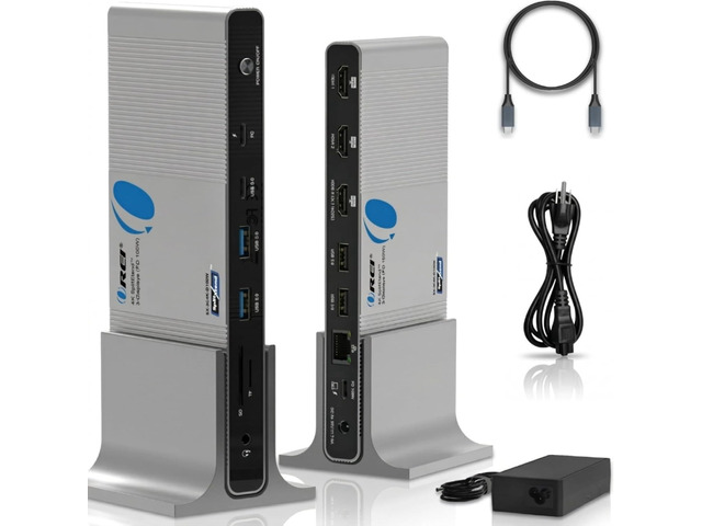 DisplayLink Triple Monitor Docking Station 4K@60Hz with 100W PD 3x 4K@60hz Multi Monitor 6x USB, Ethernet, SD/TF, 100W PD, Audio/Mic Laptop...