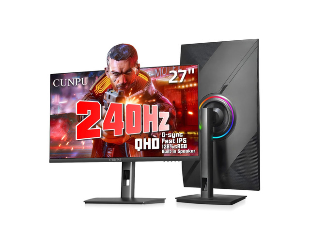 27 Inch 1440P 240Hz Gaming Monitor, Fast IPS, 1ms GTG QHD Gamer Monitor, FreeSync & G-Sync, HDR, 128% sRGB, Height/Pivot/Tilt/Swivel Vertical...