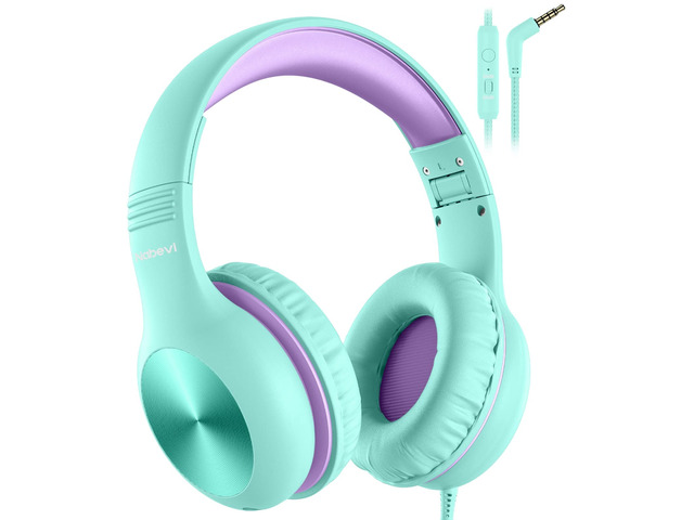 Kids Headphones with Microphone, Over-Ear Headphones for Kids with Sharing Function, 85dB/94dB Safe Volume Limit, Wired Headphone for Children, Kid...