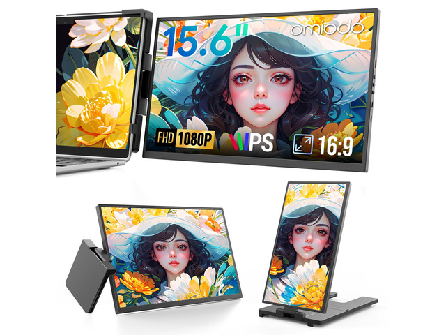 15.6' Laptop Screen Extender,FHD 1080P IPS Portable Monitor for 13'-17' Laptops, Dual Travel Screen Monitor Plug & Play, Laptop Screen Monitor...