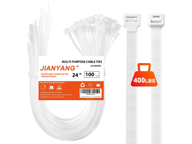 Long Zip Ties Heavy Duty 24 inch400 LBS Tensile Strength With Double Sided Toothed Super Durable Cable Ties Extra Large Wire Ties Adjustable Nylon...