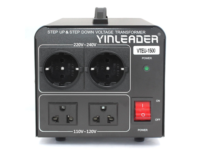 110V to 220V EU Voltage Converter Transformer Step Up/Down 120V to 240V with 2 US & 2 EU Outlets 1500W [110V US Power Cord Included Only, No 220V Cord]