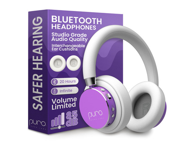 Kids Headphones, Volume-Limiting 85dB, BT2200 Plus,Purple Built-In Mic, Studio-Grade Sound, 20-Hour Battery Life, Comfortable Fit & Easy to Connect...