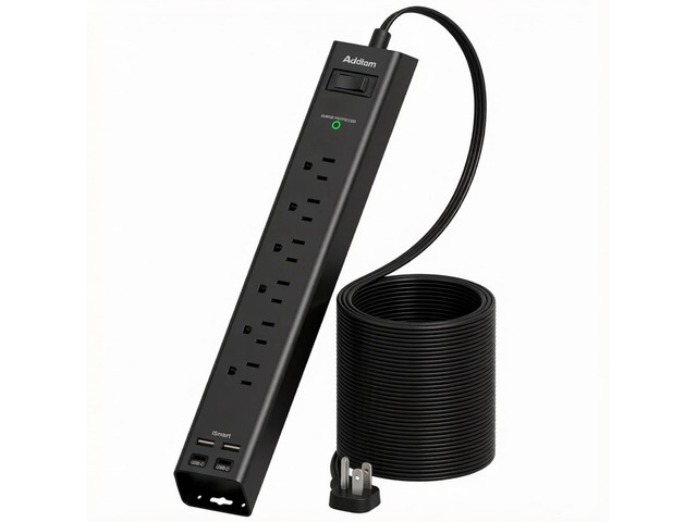 Power Strip Surge Protector with 6 AC Outlets 4 USB Ports (2 USB-C) Flat Plug Extension Cord 10ft, Multi Outlet Extender, Wall Mount Desk Charging...