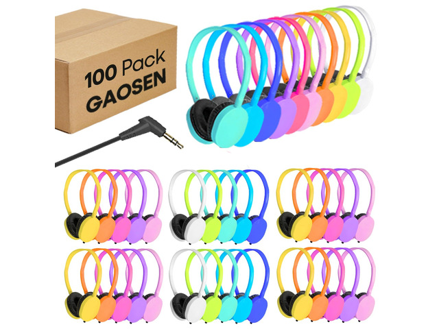 100 Pack Bulk Classroom Headphones for School Students Kids,Wholesale Wired Earphones Class Set for Teens Toddler Children and Adults,Durable 3.5mm...