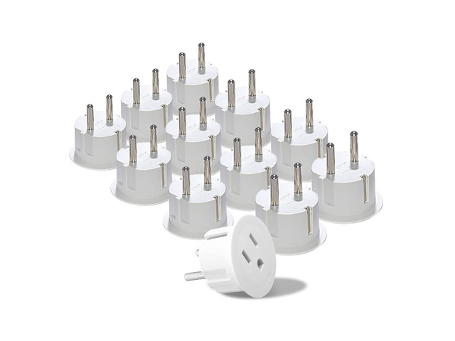 American USA to European Schuko Germany Plug Adapters CE Certified Heavy Duty - 12 Pack G