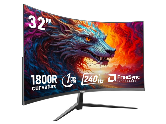 32 inch 240Hz Curved Gaming PC Monitor, 1080p Computer Screen 1800R curvature, Full HD 1080P, 1ms response, FreeSync, 100% sRGB, DisplayPort...