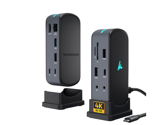 Type C 12 in 1 Docking Station, 4K@60Hz HDMI, Gigabit Ethernet 2XType-C 10Gbps, USB 10 Gbps, PD 100WUSB 2.0, AUX & MIC, SD/TF, Compatible...
