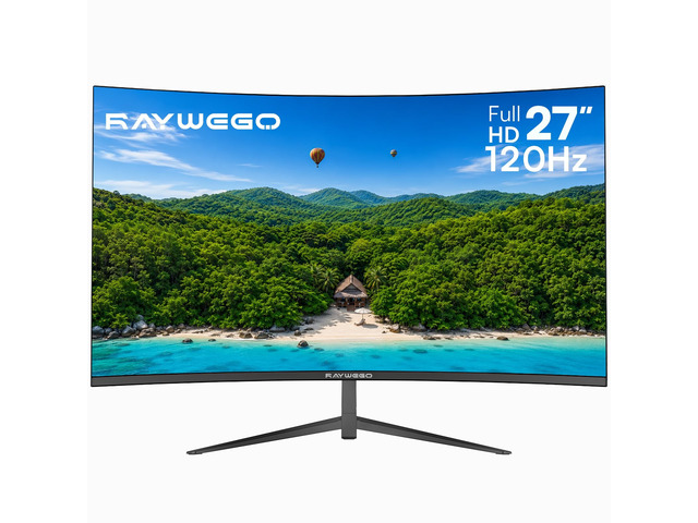 27 Inch Curved Monitor, 120Hz FHD 1080P, 1800R VA panel, 99% sRGB, 4000:1 contrast, HDR10, eye-care, HDMI/VGA, Game Mode, and VESA support for work...