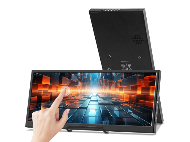 12.3 Inch Touchscreen Secondary Monitor, IPS Stretched Bar LCD Travel Touch Display 1920 * 720 HDMI USBC, Portable Touch Screen for Laptop Computer...