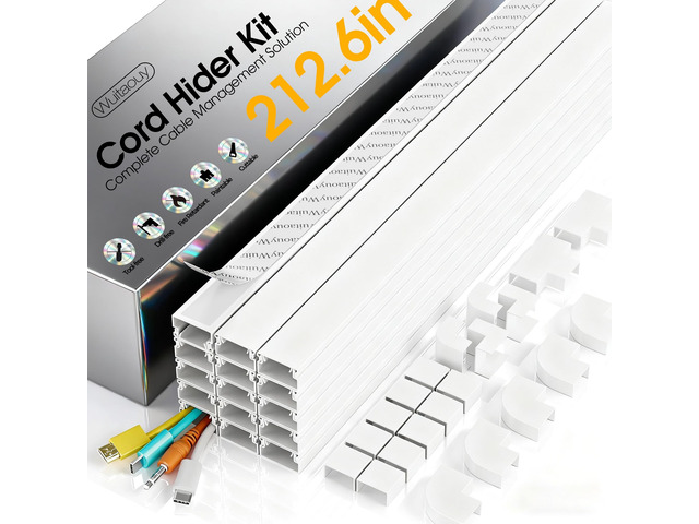 212.6in Cord Hider Kit, Cord Covers for 2-4 Wires on Wall, Self-Adhesive Cable Hider Wire Covers for Cords on Wall, Paintable Cord Hider for Walls...