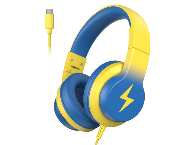 USB C Kids Headphones for School,Wired Over-Ear for Boys Girls 85dB Volume Limited, HD Stereo Sound, Adjustable Fit, Soft Cushions, Foldable Design...
