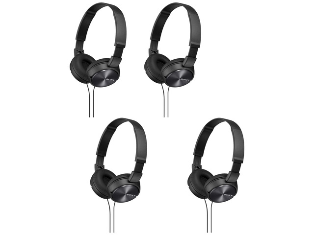 MDR-ZX310AP ZX Series Wired On Ear Headphones with mic, Black (Pack of 4)