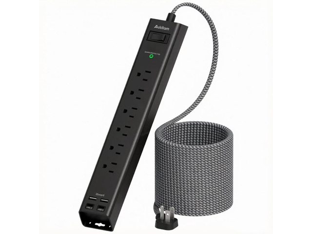 10ft Power Strip Surge Protector with 6 Outlets and 4 USB Ports 10FT Extension Cord with Flat Plug, Wall Mount Power Strip Charging Station for...