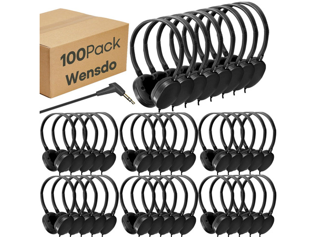 Classroom Headphones Bulk 100 Pack for School Kids K-12,Wholesale Durable Earphones Class Set for Students Children Teens Adults, Airplane and...