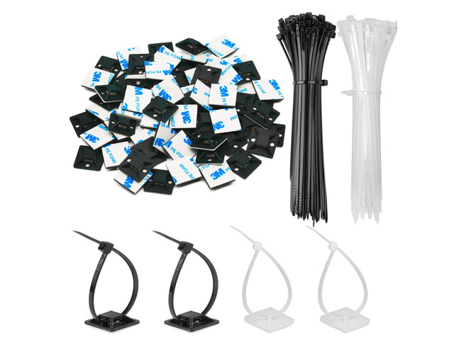 200 Pack 3/4' Zip Tie Adhesive Mounts Self Adhesive Cable Tie Base Holders with Multi-Purpose Tie wire clips with screw hole,Anchor stick on wire...