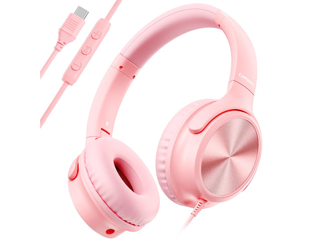 USB C Headphones Wired, Over Ear USB C Wired Headphones with Microphone, Volume Control, HD Stereo Sound, Foldable USB Type C Headphone for...