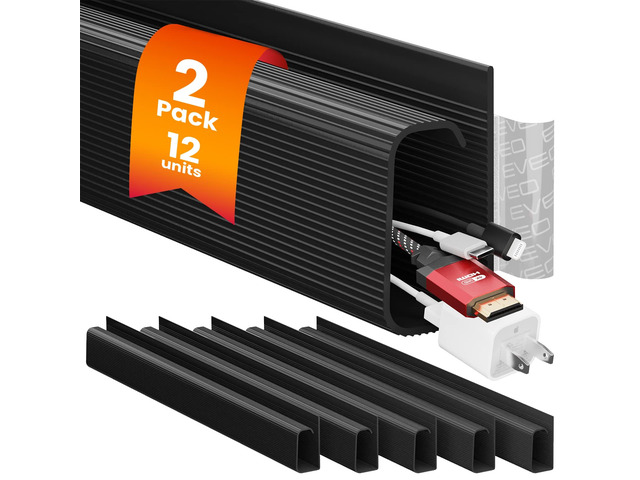 Cable Management Under Desk Kit (12 Units) - Under Desk Cable Management Cord Hider, Cable Hider Cord Management, Cable Organizer, Cord Organizer...