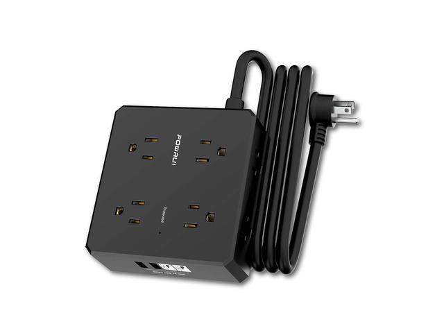 Surge Protector Power Strip - 6 Ft Flat Plug Extension Cord with 8 Widely Outlets and 4 USB Ports(2 USB C), 3 Side Outlet Extender for Home Office,...