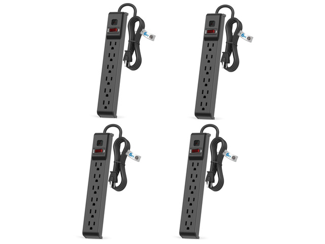 6 Outlet Power Strip Surge Protector, 6 FT Extension Cord with Overload Protection, Wall Mountable for Home and Office, 600J, 15A/1875W, ETL...