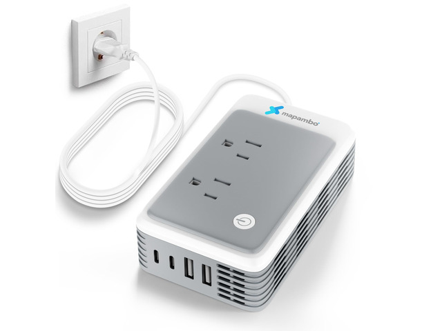 220V to 110V Voltage Converter US to Europe for Curling Iron and Hair Straighteners, Power Converter for European Travel Plug Adapter with 2 USB A...
