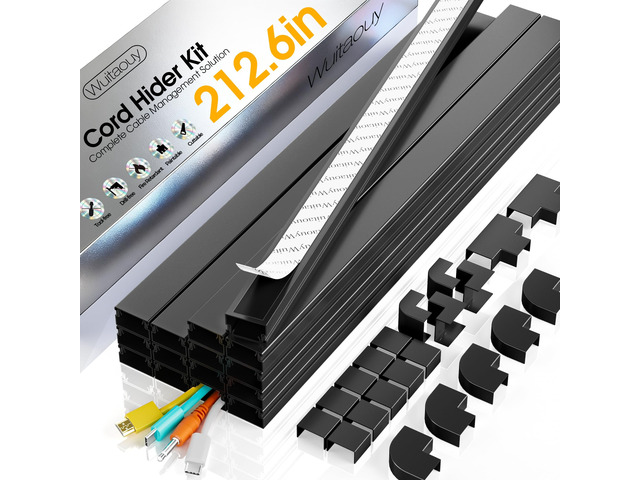 212.6in Cord Covers for 2-3 Wires on Wall, TV Cord Hider Wall, Easier Set-up Wire Hider Wire Covers for Cords on Wall, Paintable Cable Hider...
