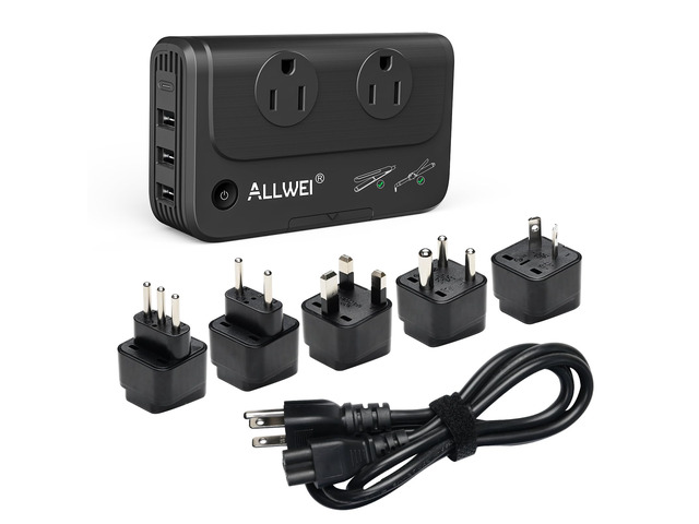 Travel Voltage Converter 220V to 110V Outlet Converter us to Europe for Hair Straightener/Curling Iron, Universal Power Plug Adapter UK, US, AU,...