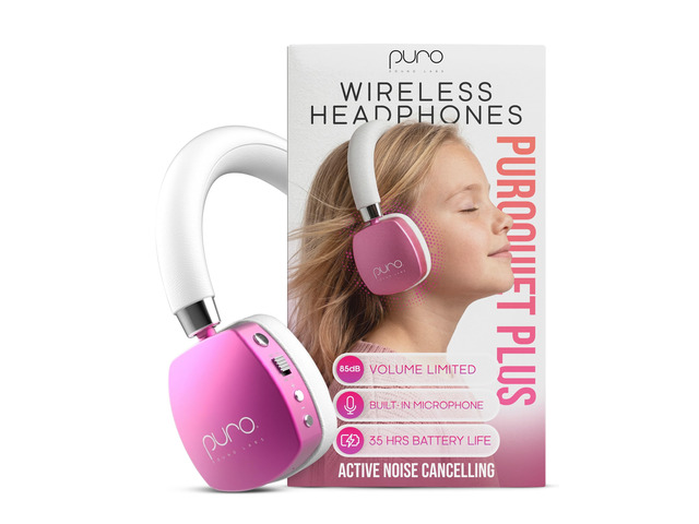 Kids Headphones, Volume-Limiting 85dB, PuroQuiet Plus, Pink 85 dB Volume Limit, Built in Mic, 35-Hour Battery, Lightweight On Ear Design & Comfy...