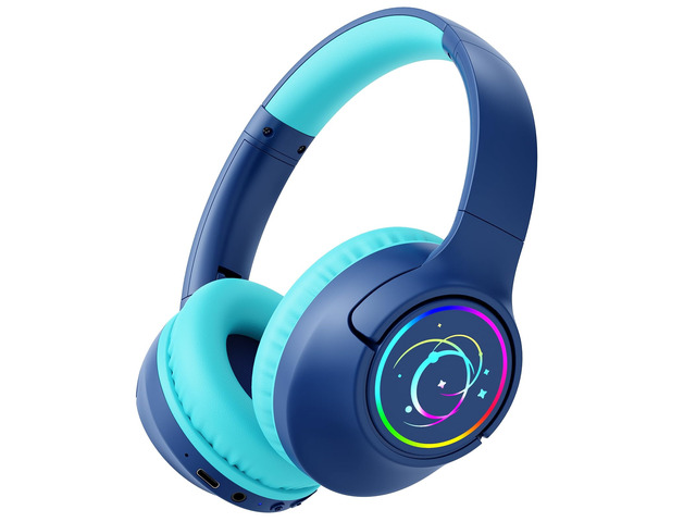 Kids Bluetooth Headphones with 85H Playtime for Toddler Boy, Navy with LED Over Ear Wireless Headphones for Kids, 85/94dB Safe Volume Limit,...